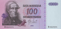 Банкнота 100 марок 1976 года. Финляндия. р109а(16)
