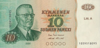 Банкнота 10 марок 1980 года. Финляндия. р112а(22)