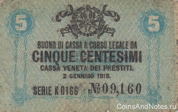 5 чентезимо 1918 года. Италия. рМ1