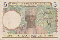 5 франков 12.08.1937 года. Французская Западная Африка. р21