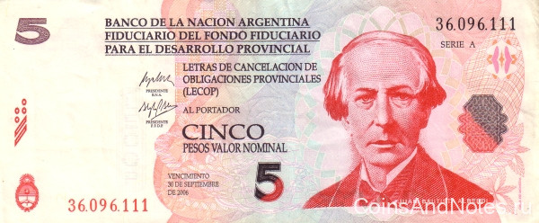 5 песо 2006 года. Аргентина. р Snew5