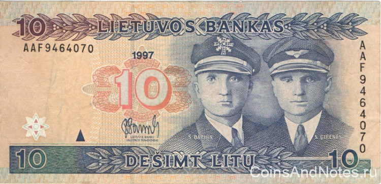 10 литов 1997 года. Литва. р59