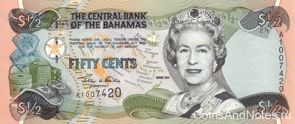 50 центов 2001 года. Багамские острова. р68