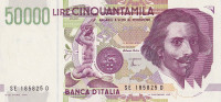50000 лир 1992 года. Италия. р116с