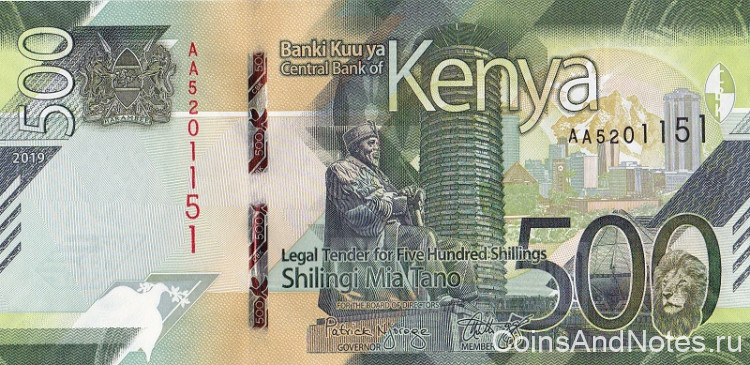 500 шиллингов 2019 года. Кения. р new