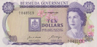 Банкнота 10 долларов 1970 года. Бермудские острова. р25