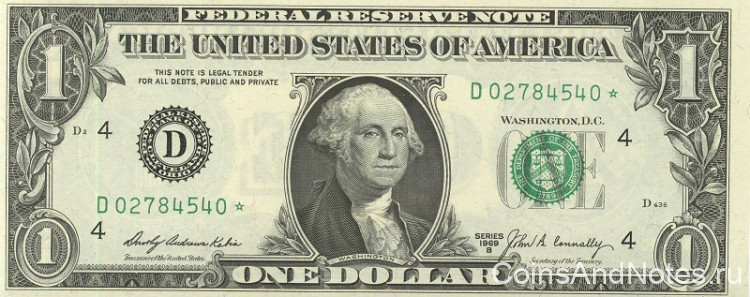1 доллар 1969 года. США. р449с(D)*