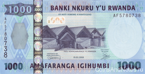 1000 франков 01.02.2008 года. Руанда. р35
