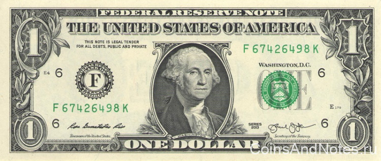 1 доллар 2013 года. США. р537(F)