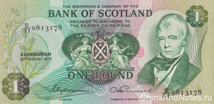 1 фунт 1977 года. Шотландия. р111с