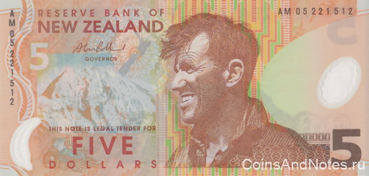 5 долларов 2005 года. Новая Зеландия. р185b