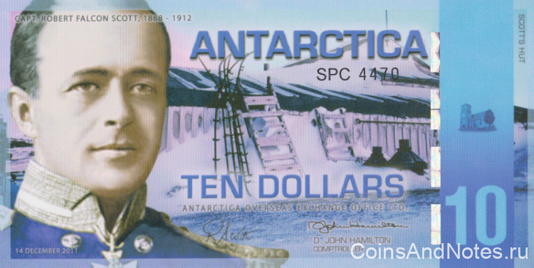 10 долларов 2011 года. Антарктика. 10-2011