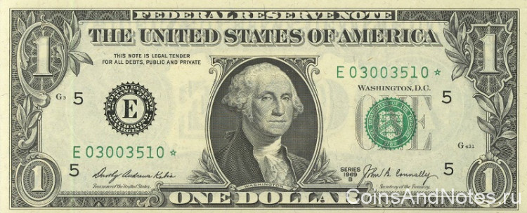 1 доллар 1969 года. США. р449с(Е)*