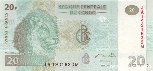 20 франков 2003 года. Конго. р94а