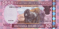 Банкнота 5000 франков 01.02.2009 года. Руанда. р37