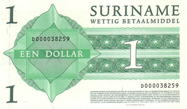 1 доллар 01.01.2004 года. Суринам. р155
