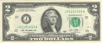 Банкнота 2 доллара 2013 года. США. р538(J)