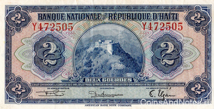 2 гурда 12.04.1919 года (1946-1950). Гаити. р171(2)