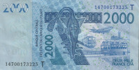 2000 франков 2014 года. Того. р816Т