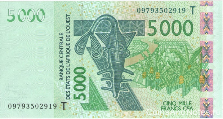 5000 франков 2009 года. Того. р817Тf