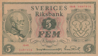 5 крон 1948 года. Швеция. р41а