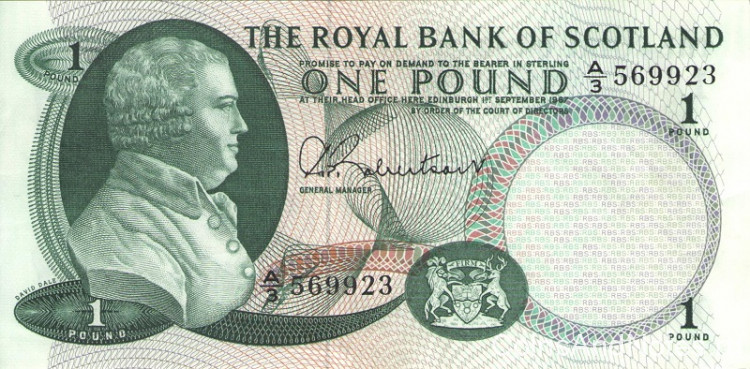 1 фунт 1967 года. Шотландия. р327