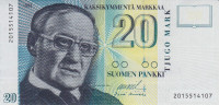 Банкнота 20 марок 1993 года. Финляндия. р122(3)
