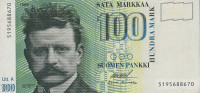 Банкнота 100 марок 1986 года. Финляндия. р119(14)