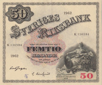 Банкнота 50 крон 1962 года. Швеция. р47d