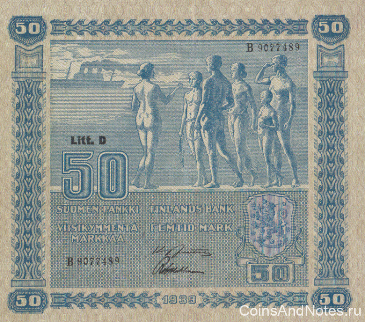 50 марок 1939 года. Финляндия. р72а(12)