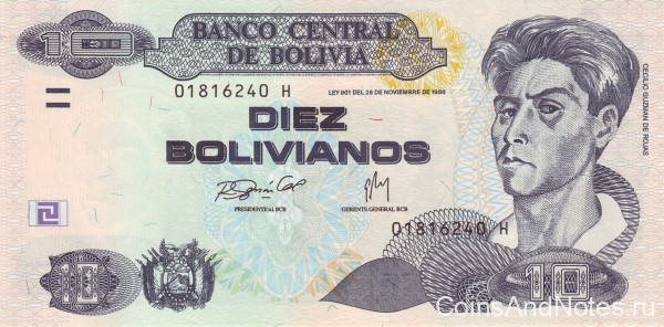 10 боливиано 1986 года. Боливия. р233