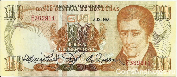 100 лемпира 08.09.1983 года. Гондурас. р69b