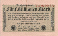 5 000 000 марок 20.08.1923 года. Германия. р105(4)