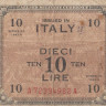 10 лир 1943А года. Италия. рM19а 10 лир 1943А года. Италия. рM19а