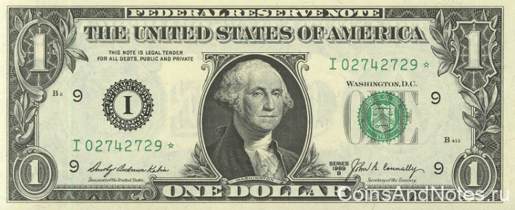 1 доллар 1969 года. США. р449с(I)*