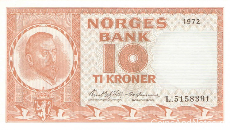 10 крон 1972 года. Норвегия. р31f
