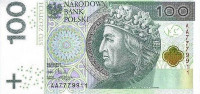 Банкнота 100 золотых 2012 года. Польша. р186