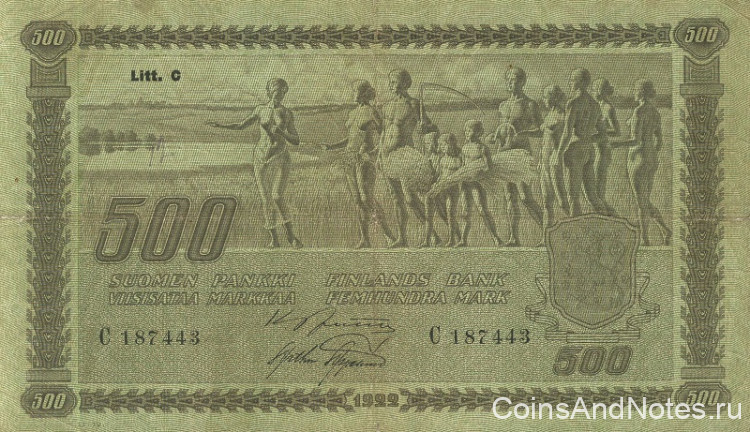 500 марок 1922 года. Финляндия. р66а(29)