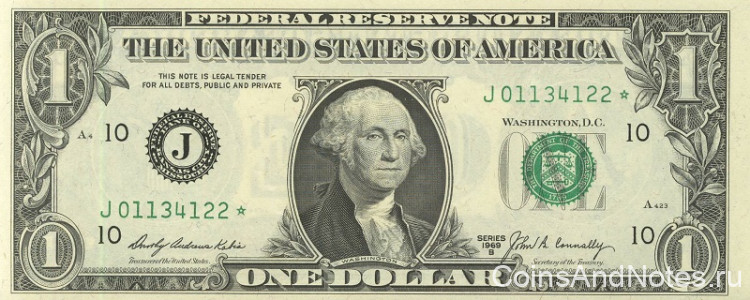1 доллар 1969 года. США. р449с(J)*