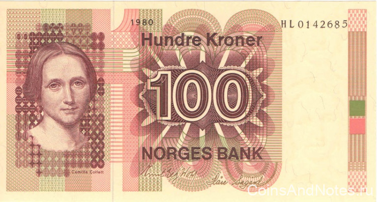 100 крон 1980 года. Норвегия. р41b