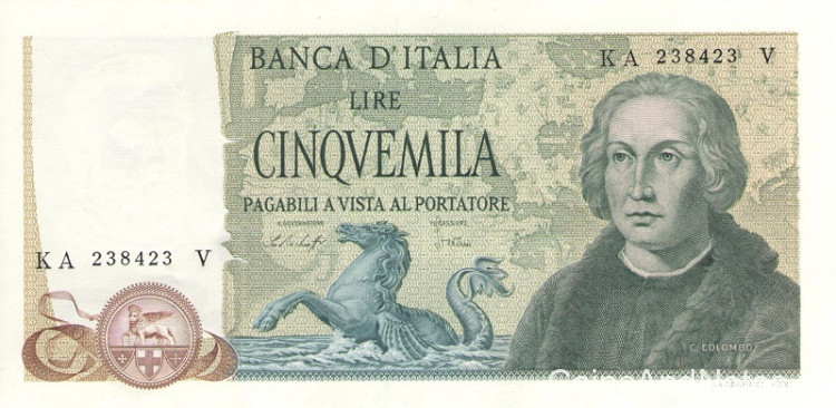 5000 лир 1971 года. Италия. р102а