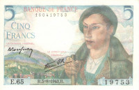 5 франков 05.08.1943 года. Франция. р98а