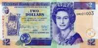Банкнота 2 доллара 01.11.2014 года. Белиз. р66е