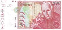 Банкнота 2000 песет 1996 года. Испания. р164