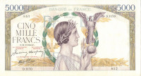 5000 франков 11.02.1943 года. Франция. р97d