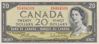 Банкнота 20 долларов 1954 года. Канада. р80b