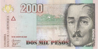 Банкнота 2000 песо 20.08.2009 года. Колумбия. р457k