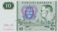 10 крон 1981 года. Швеция. р52е(81)