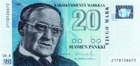 Банкнота 20 марок 1993 года. Финляндия. р123(9)