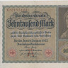 10000 марок 19.01.1922 года. Германия. р70(А)